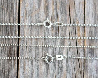 925 Sterling Silver Ball Bead Chain Necklace 1.5, 2, 3, 4, 5, 6, 8 and 10mm  Diameter Ball Options 