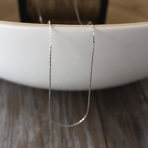 Silver Beading Chain - Cordano Chain - 0.6mm Cable Box Chain Diamond Cut Sterling Silver - DIY Permanent Jewelry Making