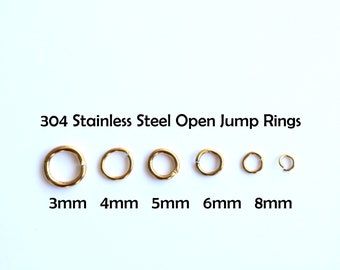 Gold Jump Rings 100 units - Stainless Steel - Open Jump Rings Various Sizes