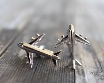 Everyday Jewelry Cufflinks, Airplane Cuff Links for Pilot Flight Attendants, Aviation Gift Ideas Airline Industry Gift Friendly Skies Gift
