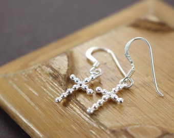 Cross Earrings - Confirmation Communion Gifts for Girls - Sponsor Gift - Baptism Gift Girl - Religious Jewelry - 925 Sterling Silver