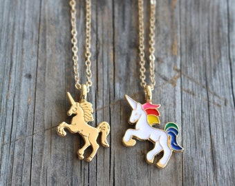 Unicorn Necklace Gold Unicorn Rainbow Unicorn Mystical Gold Unicorn Necklace Radiant Rainbow & Enchanting Charms Gift for Mom