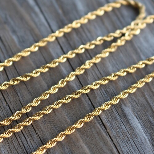 Rope Chain Necklace Gold Plated 2 Mm 4 