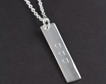 Sterling Silver Chain - Personalized Bar Necklace - Silver Engraved Bar Jewelry - Anniversary Date Name Love Dainty Minimalist Gift