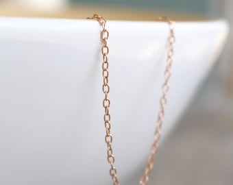 Rose Gold Cable Chain Necklace – Sterling Silver, Everyday Jewelry