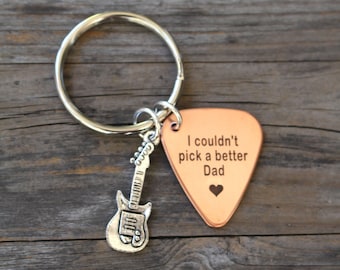 Custom Guitar Pick Keychain for Dad - Father's Day Gift for Dad or Mom Custom Engraved Gift for Guitar Player Personalized Gift for Musician