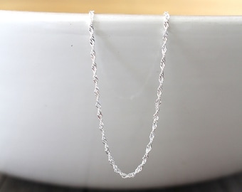 Collana a catena Singapore in argento con taglio a diamante - Collane in argento sterling 925 - Regalo di gioielli per tutti i giorni per la festa della mamma Stile elegante e senza tempo