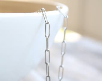 Paperclip Silver Oval Link Chain , Wholesale Chains DIY Jewelry Making Supplies , Bulk Chains