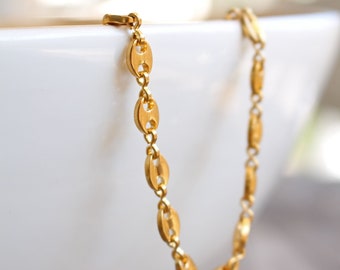 Coffee Bean Chain Link Necklace - 18k Gold Stainless Steel