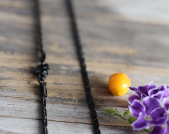 Black Rope Chain Necklace – Stainless Steel, Hypoallergenic Jewelry
