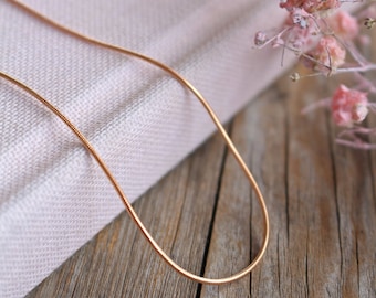 Everyday Jewelry Rose Gold Snake Chain Necklace for Women 1mm 16 18 20 inches - Elegant and Dainty Minimalist Jewelry 14k Rose Gold Vermeil