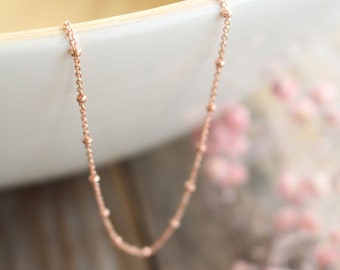 5 Wholesale Rose Gold Satellite Bead Chain Necklaces Bulk , 5 Dainty Satellite Ball Chain Necklaces , Rose Gold Filled