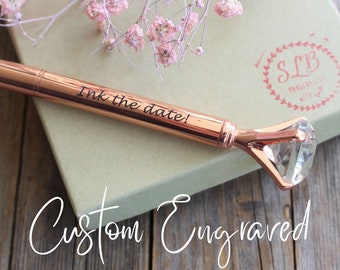 Personalized Custom Engraved Crystal Pen Rose Gold - Bridesmaids Gifts - Gift for Girlfriends BFF