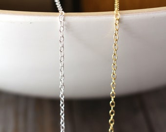 Cadena llena de oro y cadena de plata de ley de 10 pies - Cadena de cable de fabricación de joyería permanente - Cadena de collar - Cadena a granel - Cadenas al por mayor