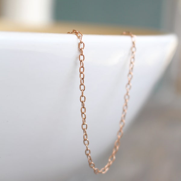 Rose Gold Necklace, Rose Gold Cable Chain Rolo Necklaces 14, 16, 18, 20, 22, 24 inches - Everyday Jewelry Gift for her Wife, Girlfriend, Mom