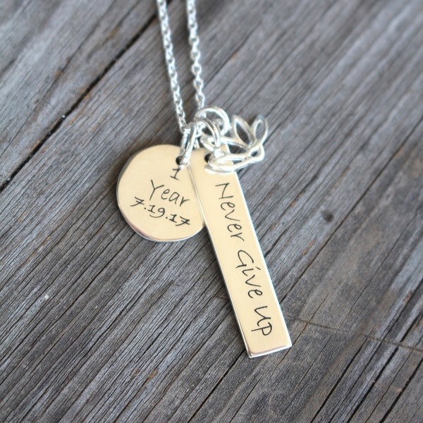Personalized Sobriety Jewelry Anniversary Gift Addiction Recovery Necklace Personalized Custom Engraved Recovery Gifts Addiction Recovery