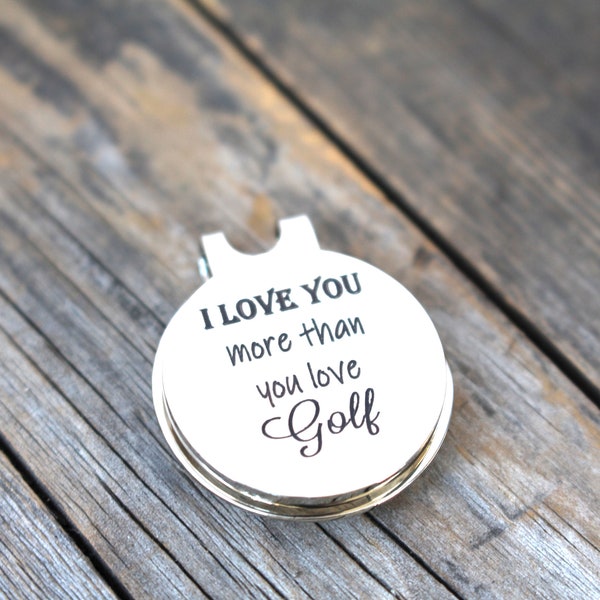 Personalisierter Golfball Marker - Vatertagsgeschenk für Ihn - Hutclip mit Ledertasche Individuell graviertes Golfergeschenk