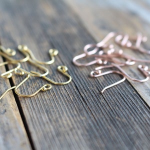 Earring Hooks 18k Gold Filled Rose Gold Filled , 20 gauge Ball End Earwires, 10 Pairs 20 Units image 1