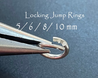 5 Silver Locking Jump Rings , No Solder Lock Jump Rings , 5mm 6mm 8mm 10mm 925 Sterling Silver