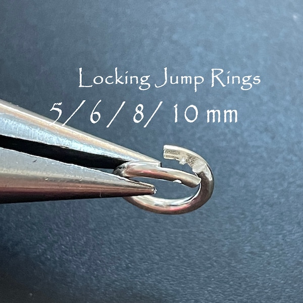 5 Silver Locking Jump Rings , No Solder Lock Jump Rings , 5mm 6mm 8mm 10mm 925 Sterling Silver