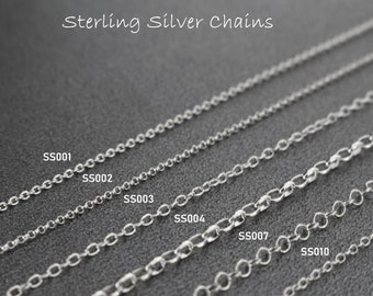 Silver Chain - Necklace Cable Chain - Permanent Jewelry Making Supplies - Bulk Wholesale Chains - 925 Sterling Silver