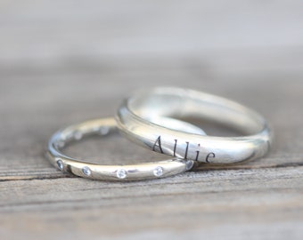 Stacking Rings - Custom Engraved Personalized Rings - 925 Sterling Silver