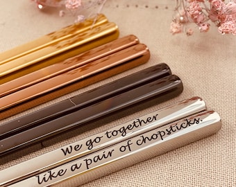 Personalized Chopsticks Stainless Steel - Custom Laser Engraved Chopsticks - Everyday Gift for Him, Her, Girlfriend, Wife or Foodie Unisex