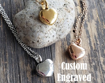 Heart Urn Necklace Custom Engraved - Ashes Jewellery - Cremation Memorial Jewelry - Urn for Human Ashes and Pet Loss