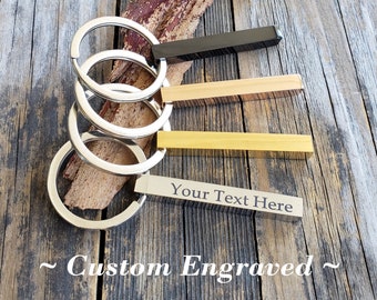 Personalized Steel Bar Split Keyring Gift Custom Engraved Bar Keyring - Unisex Love Quote Child's Name for Mother's Day or Father's Day