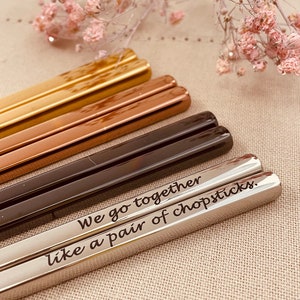 Personalized Chopsticks Stainless Steel - Custom Laser Engraved Chopsticks - Everyday Gift for Him, Her, Girlfriend, Wife or Foodie Unisex