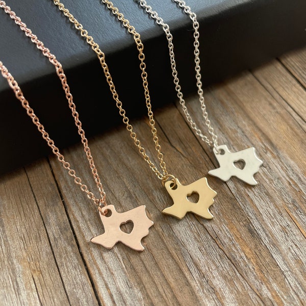 Texas Necklace Silver Gold Rose Gold - State Charm Necklaces