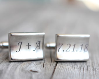 Cufflinks , Personalized Cufflinks for Groom , Custom Engraved Cuff Links