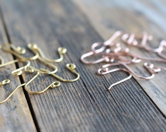 Earring Hooks 18k Gold and Rose Gold - 20 gauge Ball End Ear Wires - 10 Pairs (20 Units) - Wholesale Bulk Findings