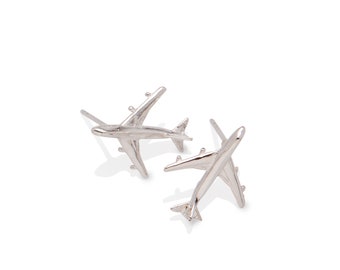 Girls Airplane Colorful Ear Studs 925 Sterling Silver