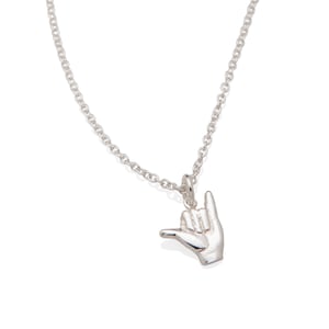 Shaka Necklace in Silver - Hang Loose Charm - Hawaiian Jewelry - Surfer Jewelry - Beach Necklace - 925 Sterling Silver Shaka Hang Loose