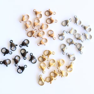 Lobster Closures Clasps - 18k Gold , - 25 closures - Rose Gold , Black over Stainless Steel - -Various Sizes and Quantities