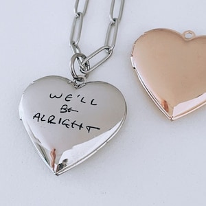 Engraved Heart Locket Necklace - Pendant Photo Necklace - Heart Pendant - Personalized Heart Rose Gold , Gold , Silver - Gift For Her - BFF