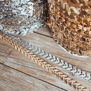 Catena a maglie piatte a zig-zag in acciaio inossidabile color oro 18k, anti-scolorimento e anti-ossidazione - Catena a spina di pesce - Creazione di gioielli permanenti fai da te all&#39;ingrosso