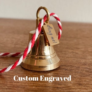 Custom Engraved Brass Jingle Bell Gift Ornament For Christmas - Personalized Unique Gift For Child And Family Heirloom Traditional Gift