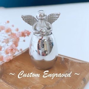 Custom Engraved Angel Memorial Keepsake Stainless Steel Cremation Urn for Ashes - 2 Sizes Available - Minature Urn - Personalized Small Urn