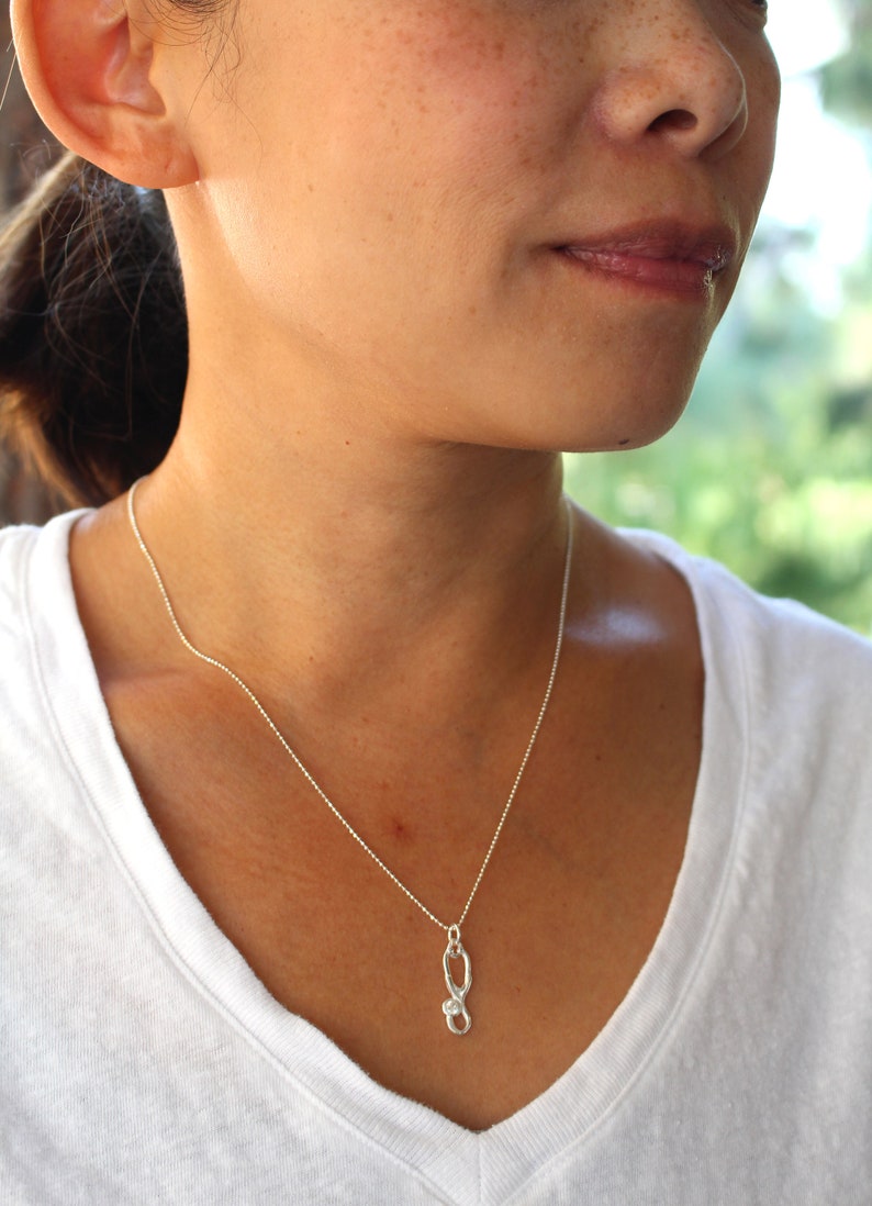 Stethoscope Pendant Necklace With CZ for Doctor Nurse Etsy