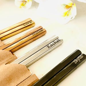 Personalized Chopsticks Birthday Gift Stainless Steel - Custom Laser Engraved Chopsticks Set - Sushi Lovers Gift , Food Lovers Gift