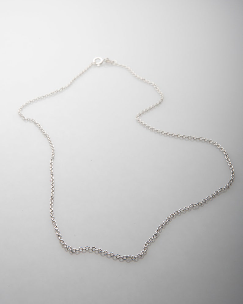Puede incluir: Un collar de cadena de plata con cierre de langosta.