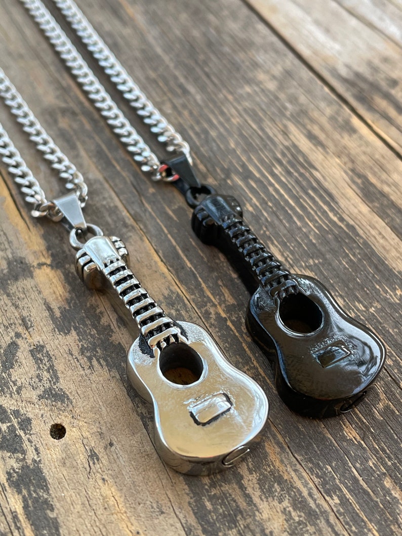 Guitar Urn Necklace for Him Custom Engraved Cremation Etsy