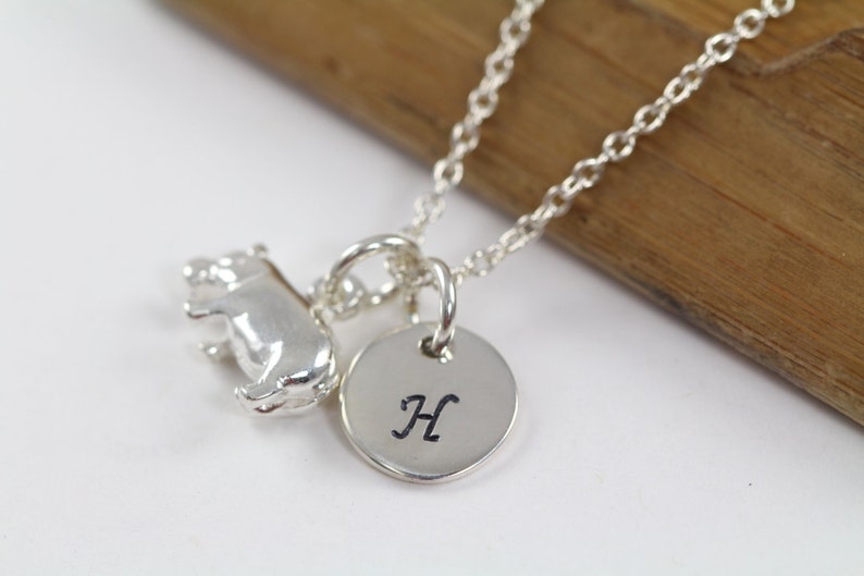 Personalized Hippo Necklace Hippo Charm 925 Sterling Silver Hippopotamus Pendant Hippopotamus Necklace image 3