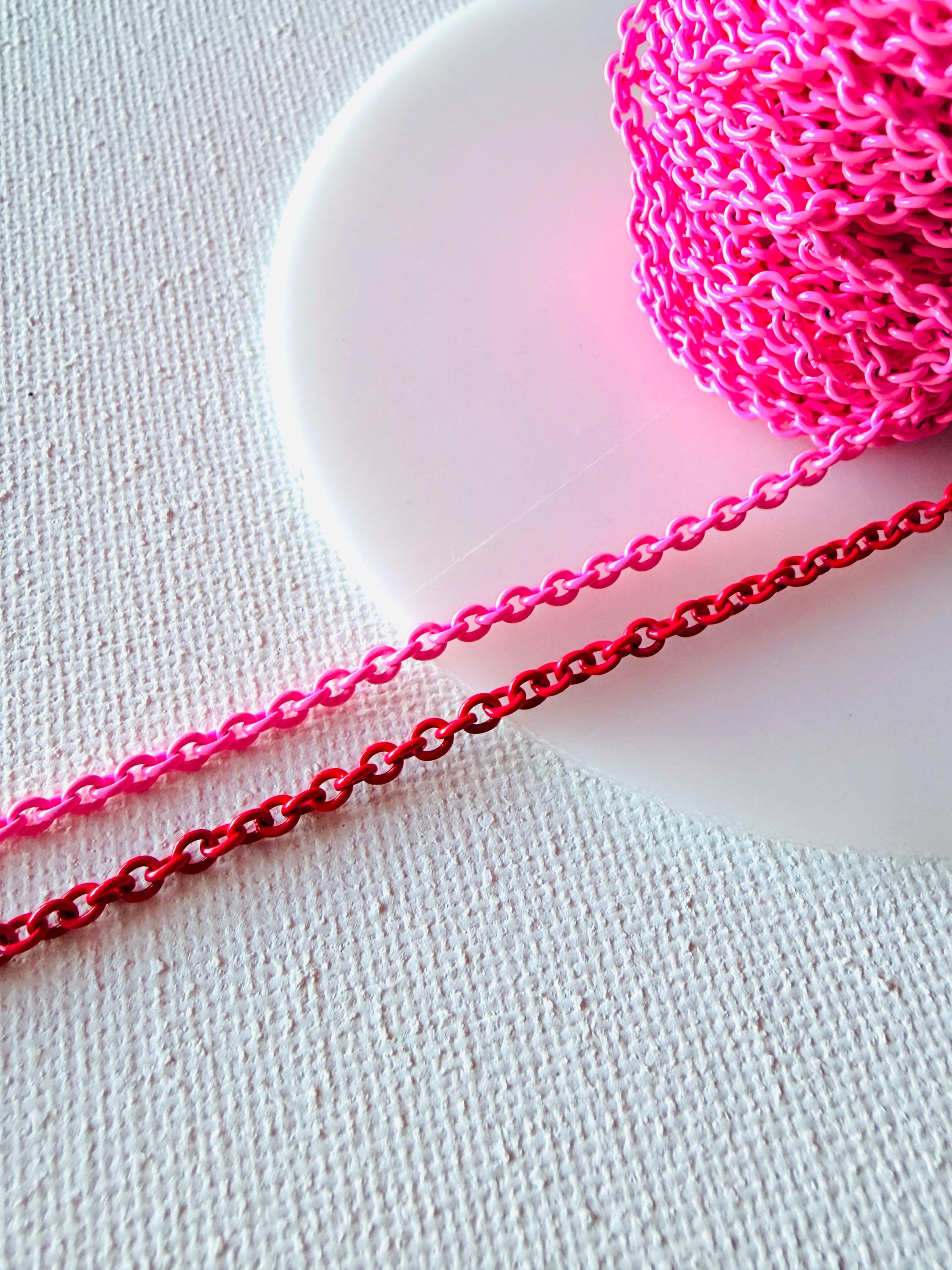 Hot Pink and Red Enamel Chains for Valentine's Day Permanent Jewelry ...