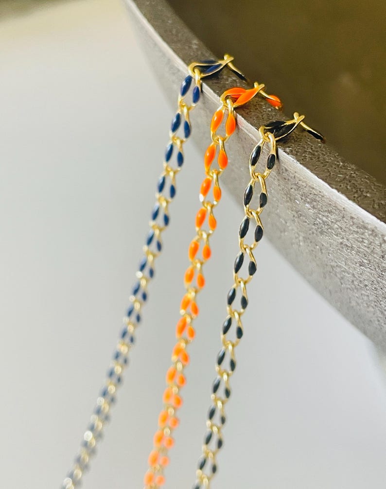 Enamel Rolo Chain by the Foot – 18k Gold, Fall Colors - Etsy Canada