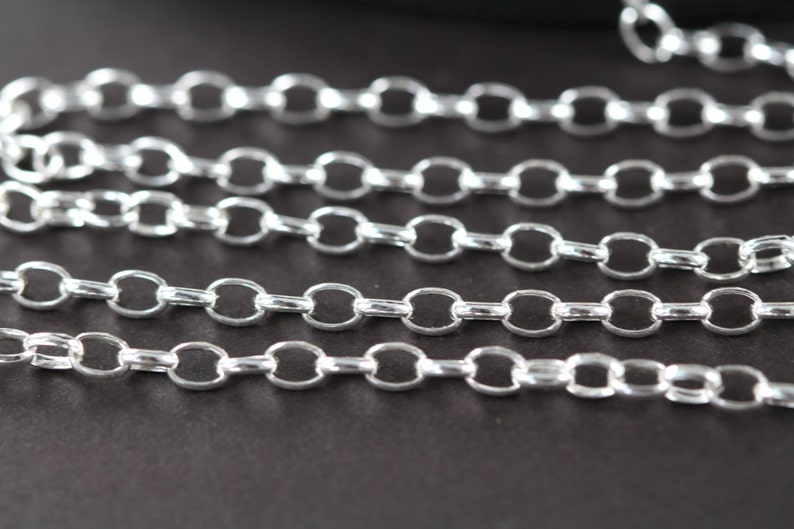 Silver Chain Bulk , Oval Cable Chain for Him , Oval Rolo Chain 4x2.9 mm 925 Sterling Silver Wholesale, Permanent Jewelry image 1