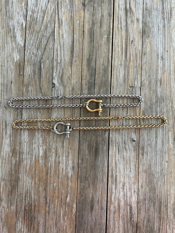 Horseshoe Shackle Stainless Steel Carabiner Necklace - Gold Silver Tarnish Free Waterproof Chunky Choker - Bold Punk Statement Jewelry