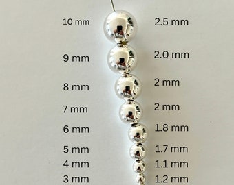 925 Sterling zilveren kralen rond naadloos - groothandel bulk - gemaakt in de VS - 2,5 mm 3 mm 4 mm 5 mm 6 mm 7 mm 8 mm 9 mm 10 mm